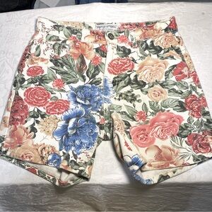 Liquor n Poker 30 Waist Denim Floral Shorts 6in Rock Rebellious 100% Cotton